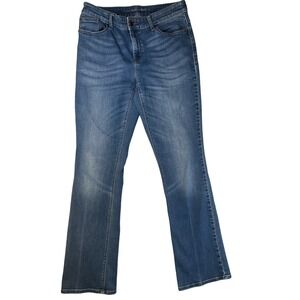 Chico's Platinum Barely Boot Jeans Womens Blue Medium Wash Stretch Size 00